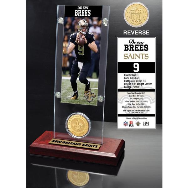 Drew Brees Ticket and Bronze Coin Acrylic Desk Top
