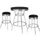 Remington 3 Piece Pub Table Set - Chrome and Black - Thumbnail 1