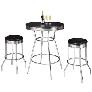 Remington 3 Piece Pub Table Set - Chrome and Black