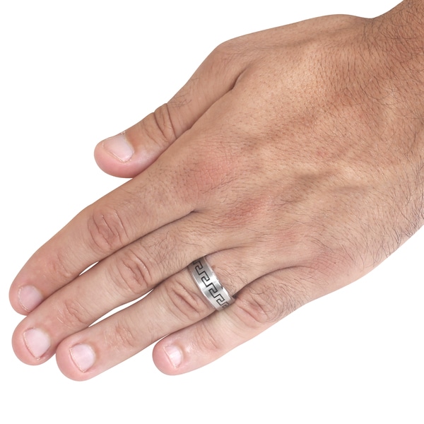 Stainless Steel Chinese Letter Flat Band Ring