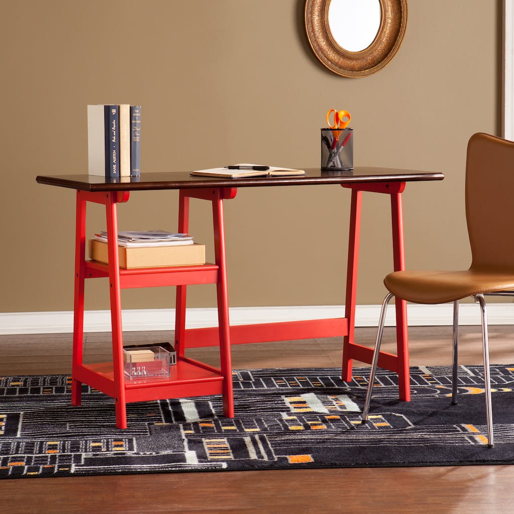 SEI Furniture Red and Espresso Polaris Desk