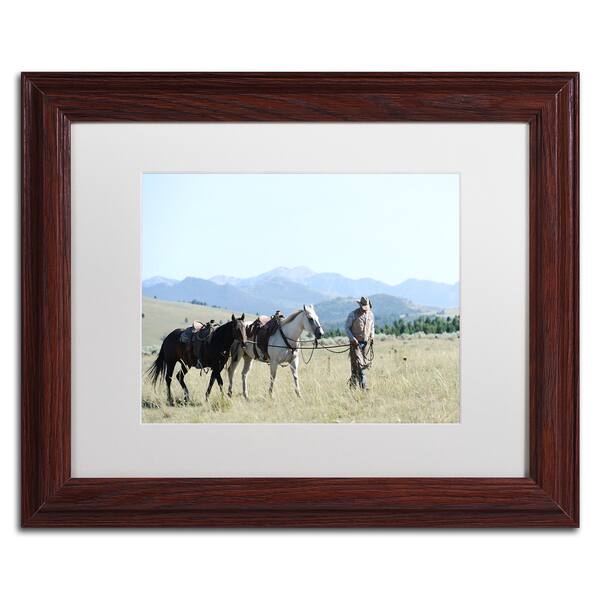Preston 'Montana Horse Rancher' White Matte, Wood Framed Wall Art