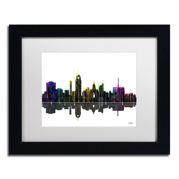 Marlene Watson Lansing Michigan Skyline II White Matte, Black Framed