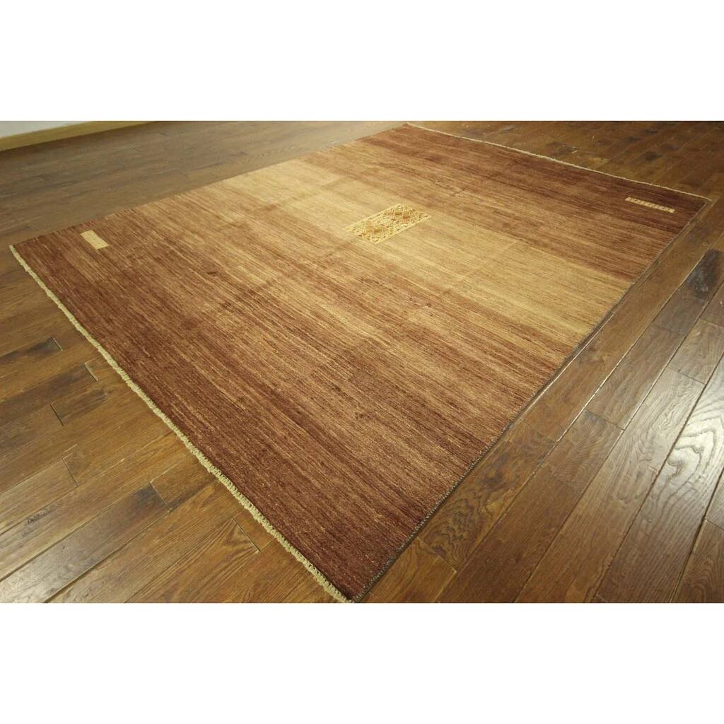 New Super Gabbeh Wool Shades of Brown Hand-knotted Oriental Area Rug (8' x 11')