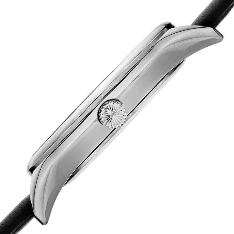 Akribos XXIV Men's Quartz Date Aperture Leather Silver-Tone Strap Watch - silver