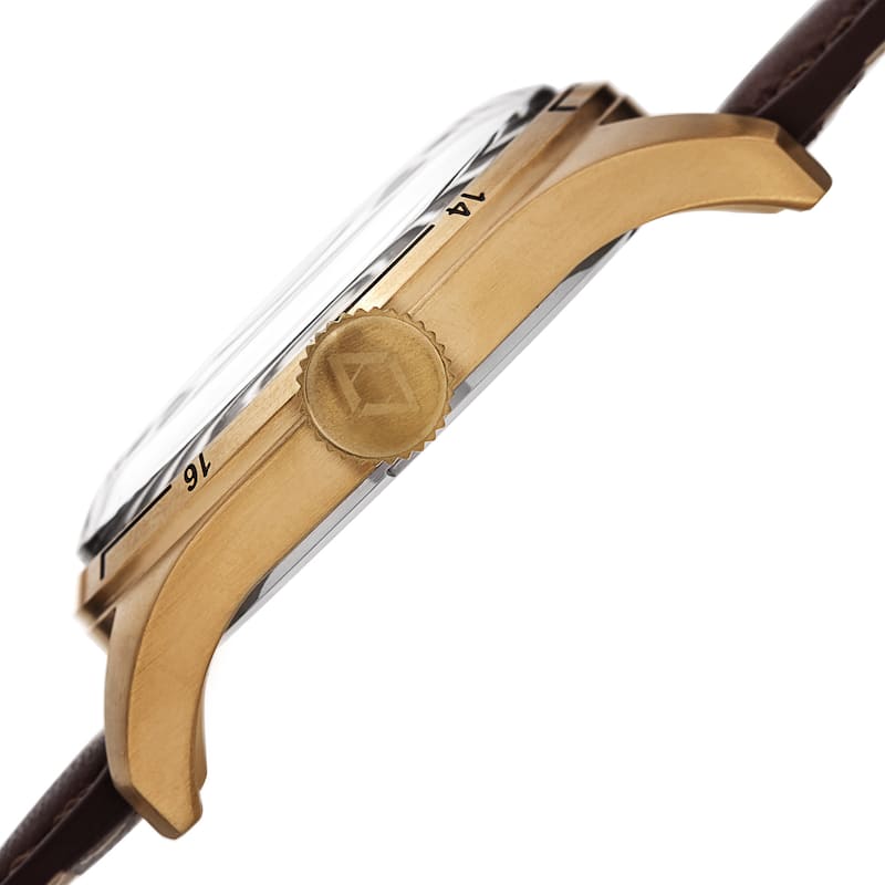 Akribos XXIV Men's Retrograde Multifunction Leather Gold-tone Strap Watch - Gold
