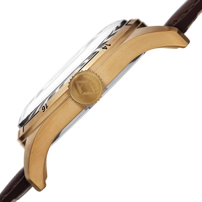Akribos XXIV Men's Retrograde Multifunction Leather Gold-tone Strap Watch - Gold