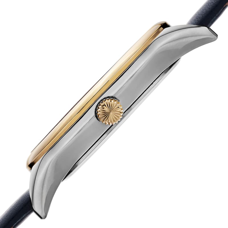 Akribos XXIV Men's Quartz Date Aperture Leather Blue Strap Watch