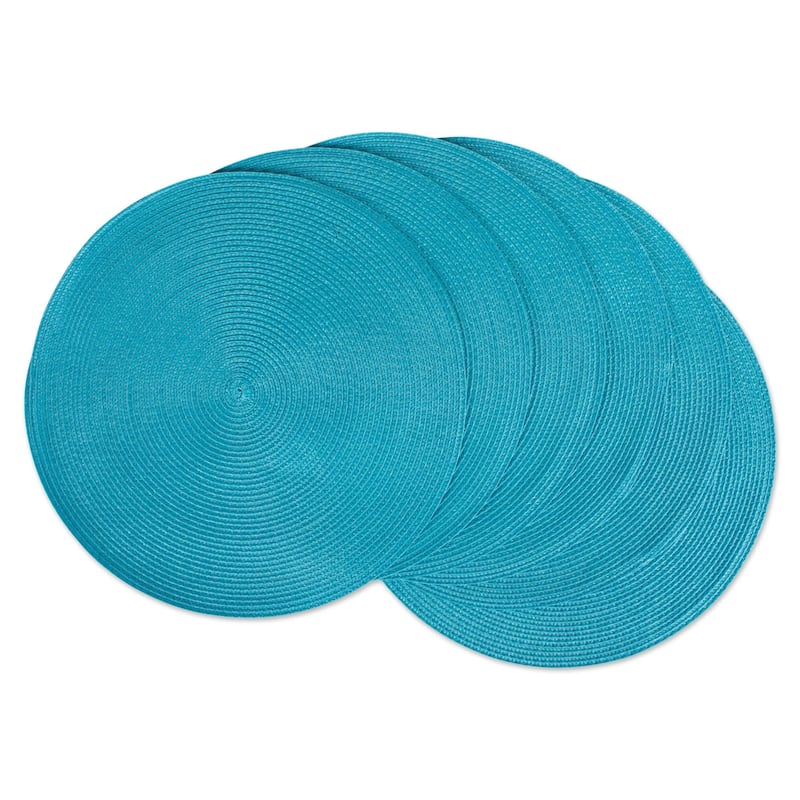 DII Indoor/ Outdoor Round Woven Placemats (Set of 6) - Aqua