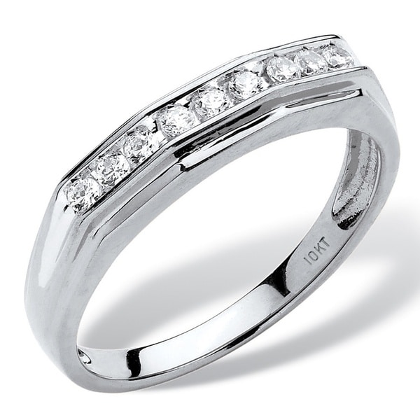 Size-10.5 Diamond Wedding Band in Sterling Silver G-H,I2-I3 1//6 cttw,