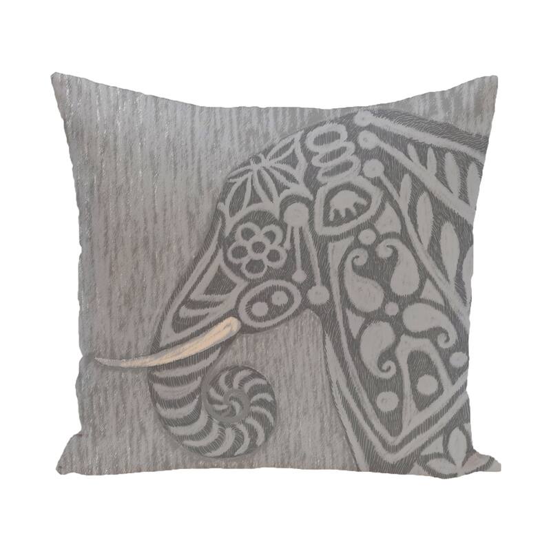 16 x 16-inch Inky Blue, Grey Animal Print Pillow - Grey