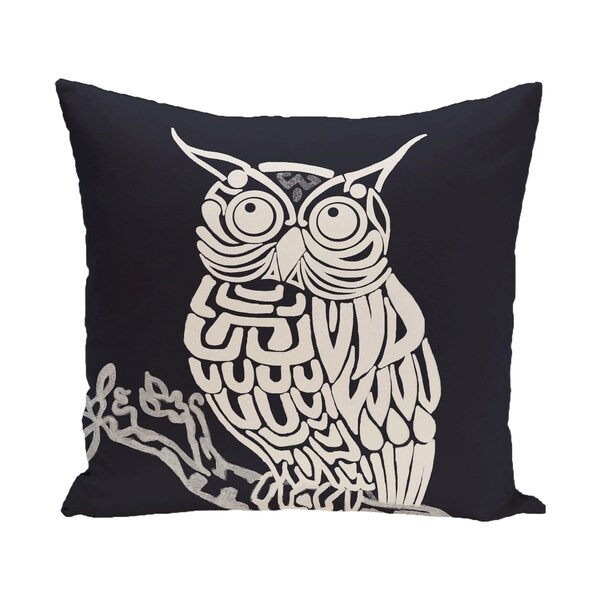 20 x 20-inch Blue, Grey Hootie Animal Print Pillow