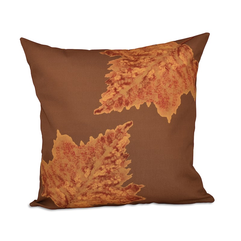 20 x 20-inch White, Yellow, Brown Dancing Leaves Floral Print Pillow - Brown