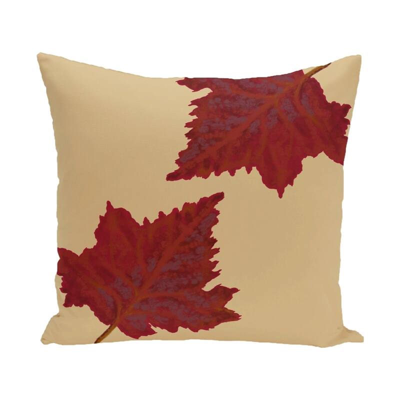 20 x 20-inch White, Yellow, Brown Dancing Leaves Floral Print Pillow