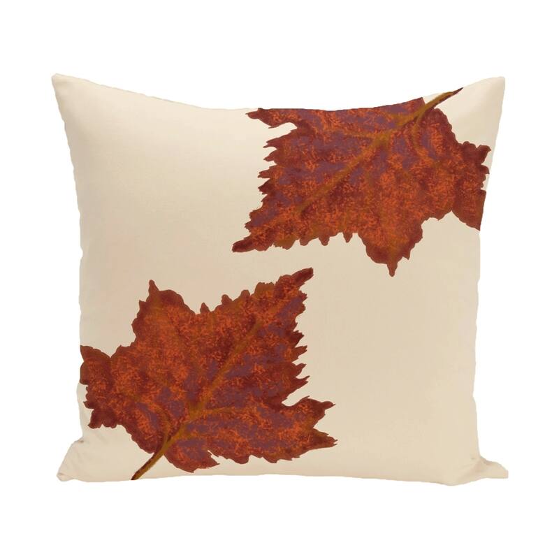 20 x 20-inch White, Yellow, Brown Dancing Leaves Floral Print Pillow