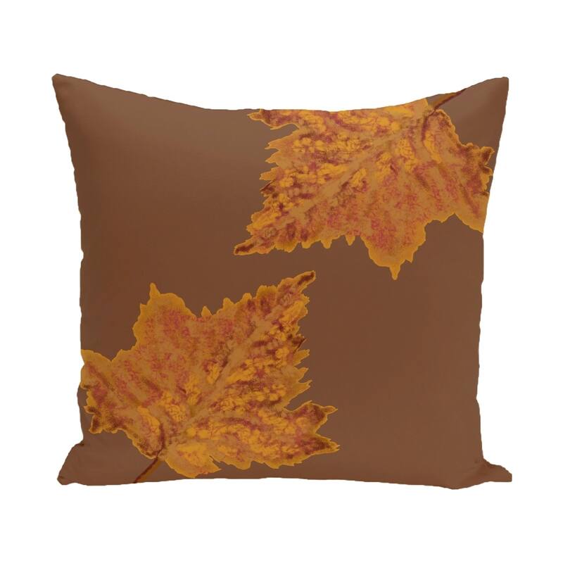 20 x 20-inch White, Yellow, Brown Dancing Leaves Floral Print Pillow