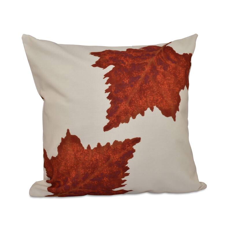 20 x 20-inch White, Yellow, Brown Dancing Leaves Floral Print Pillow - Ivory