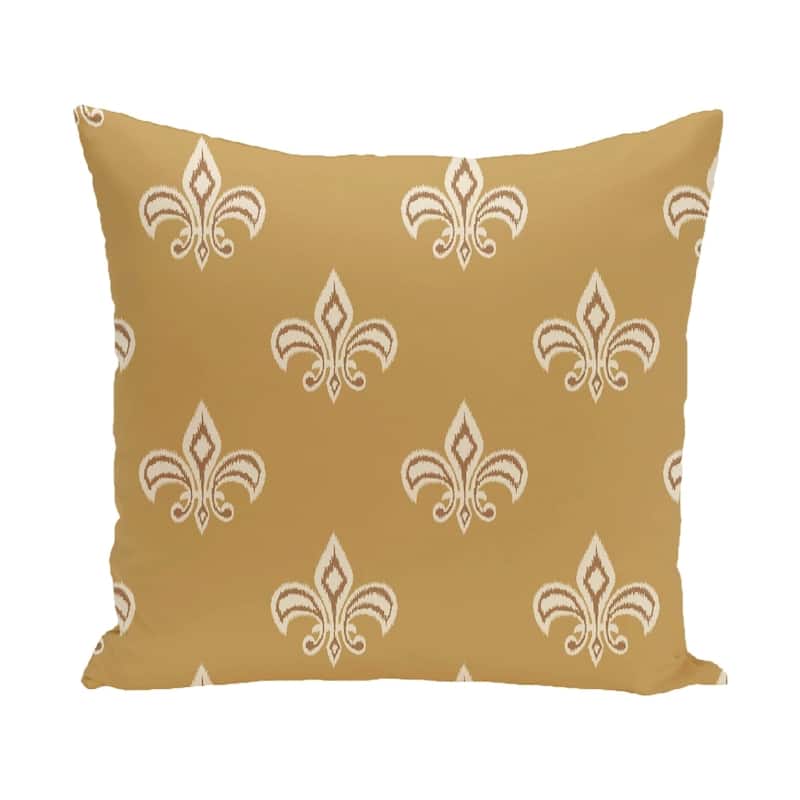 16 x 16-inch Fleur de Lis Ikat Print Pillow - Yellow