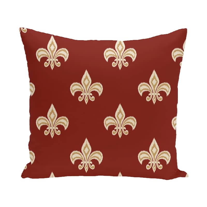 16 x 16-inch Fleur de Lis Ikat Print Pillow - Orange