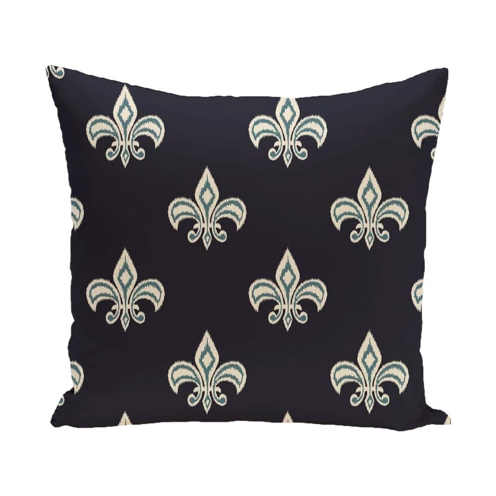 16 x 16-inch Fleur de Lis Ikat Print Pillow