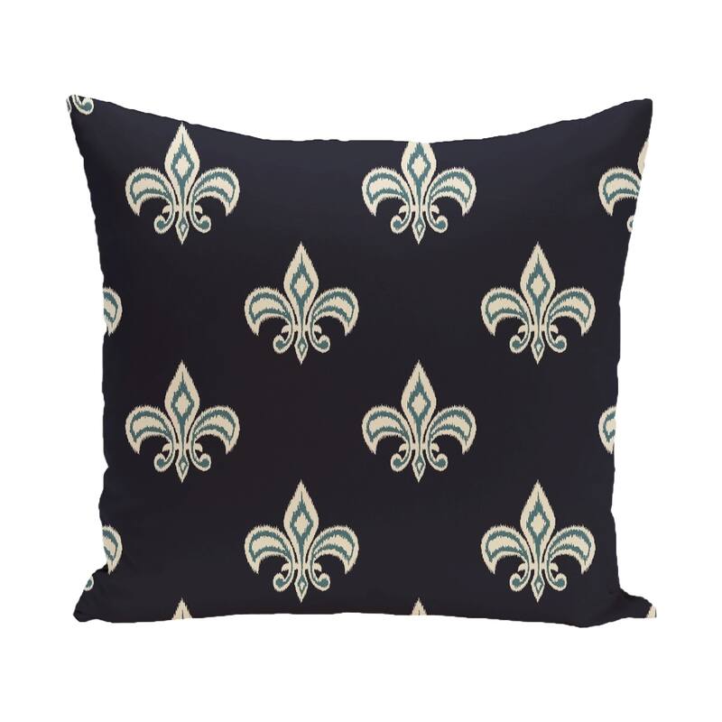 16 x 16-inch Fleur de Lis Ikat Print Pillow