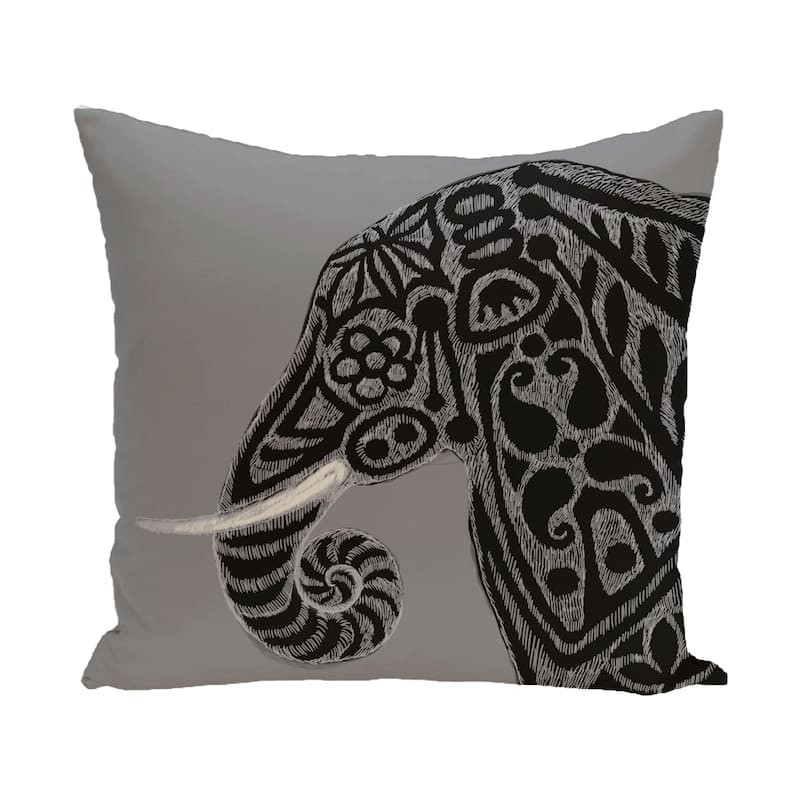 18 x 18-inch Blue, Grey, Brown Inky Animal Print Pillow