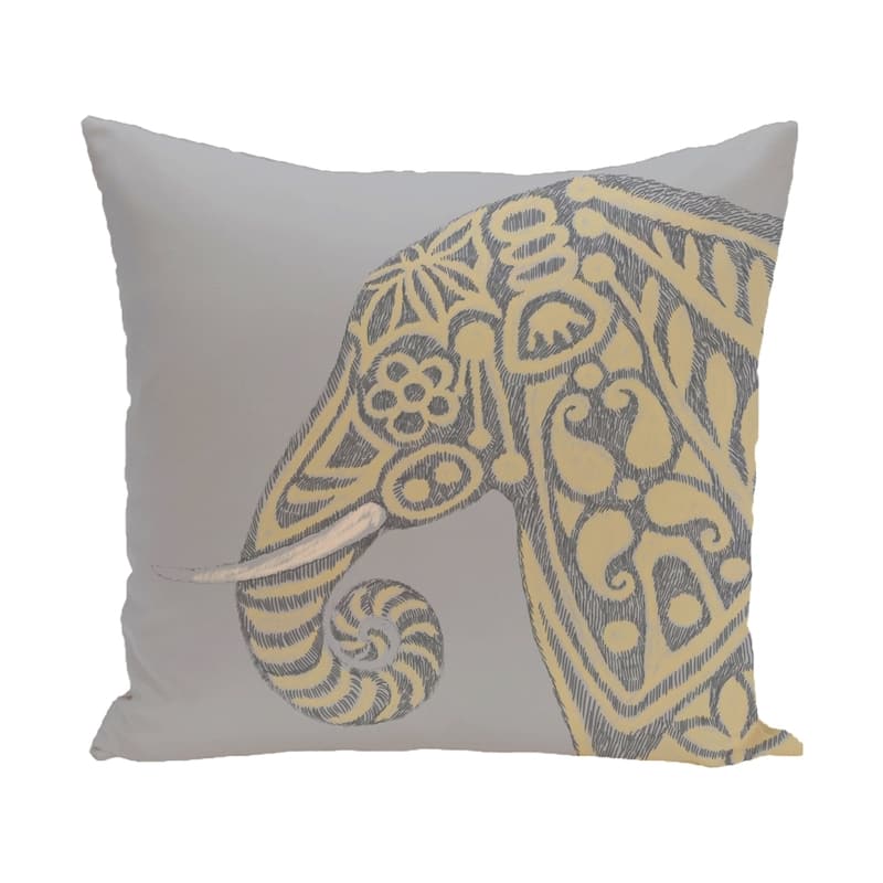 18 x 18-inch Blue, Grey, Brown Inky Animal Print Pillow