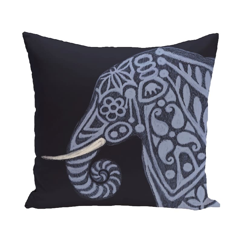 18 x 18-inch Blue, Grey, Brown Inky Animal Print Pillow