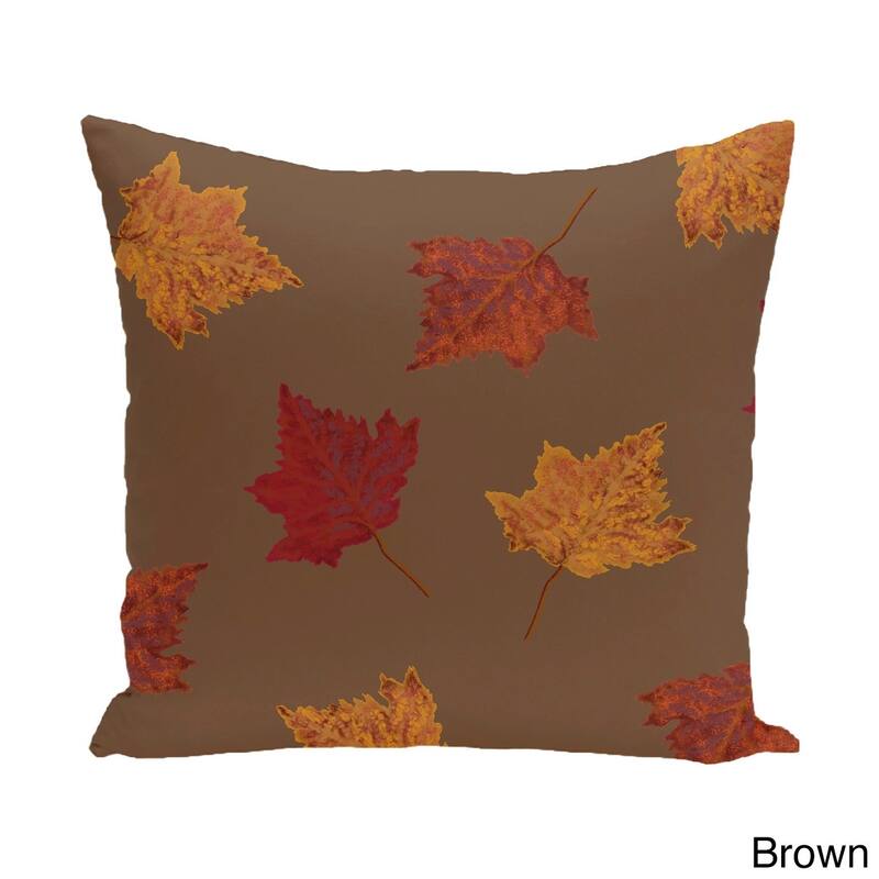 18 x 18-inch Dancing Leaves Floral Print Pillow - Brown