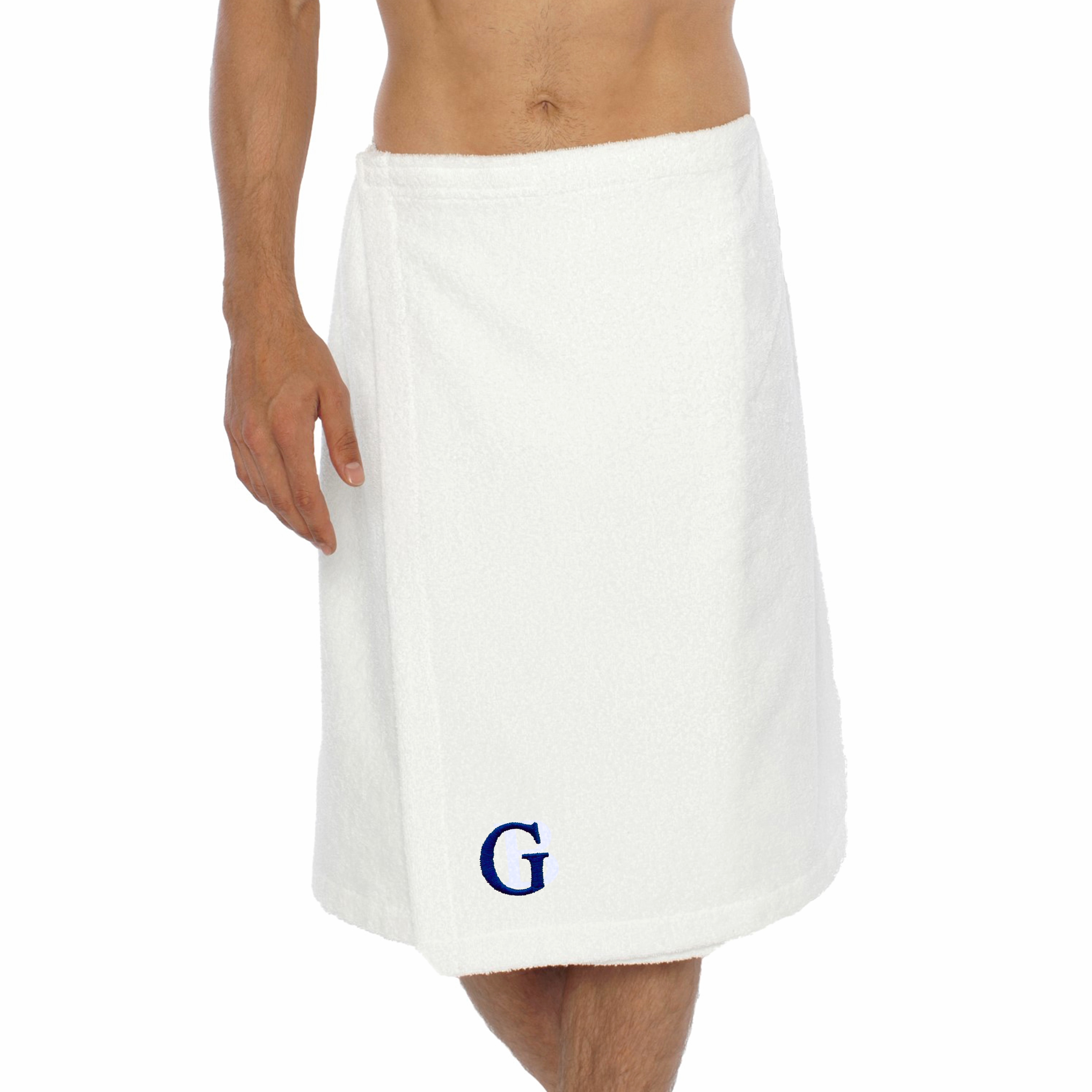 Turkish Cotton Terry Velour Adjustable Body Wrap Towel for Men (White, One  Size)