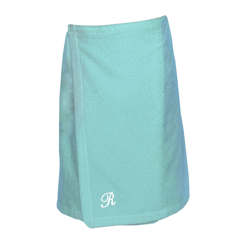 Authentic Hotel and Spa Turkish Cotton Terry Monogrammed Aqua Green Women's Spa and Shower Towel Wrap