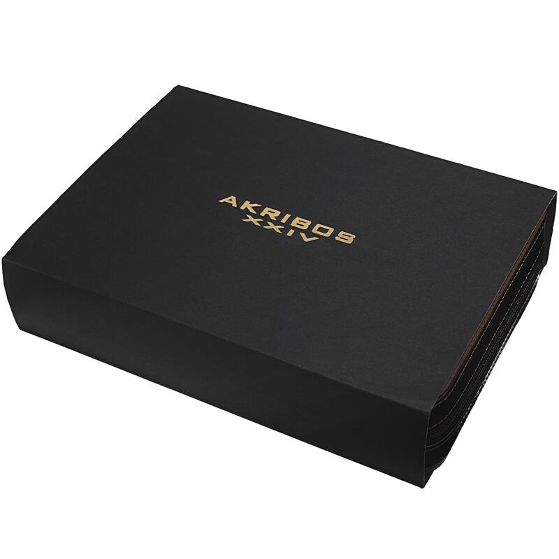 Akribos XXIV Quilted Leatherette 6 Slot Watch Box/ Travel Case and Accessory Sizing Kit