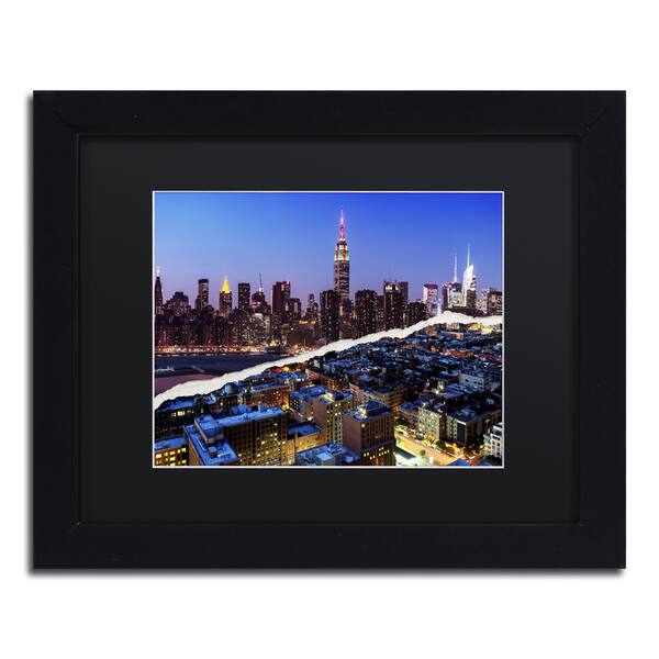 Philippe Hugonnard 'Downtown City at Night' Black Matte, Wood Framed ...