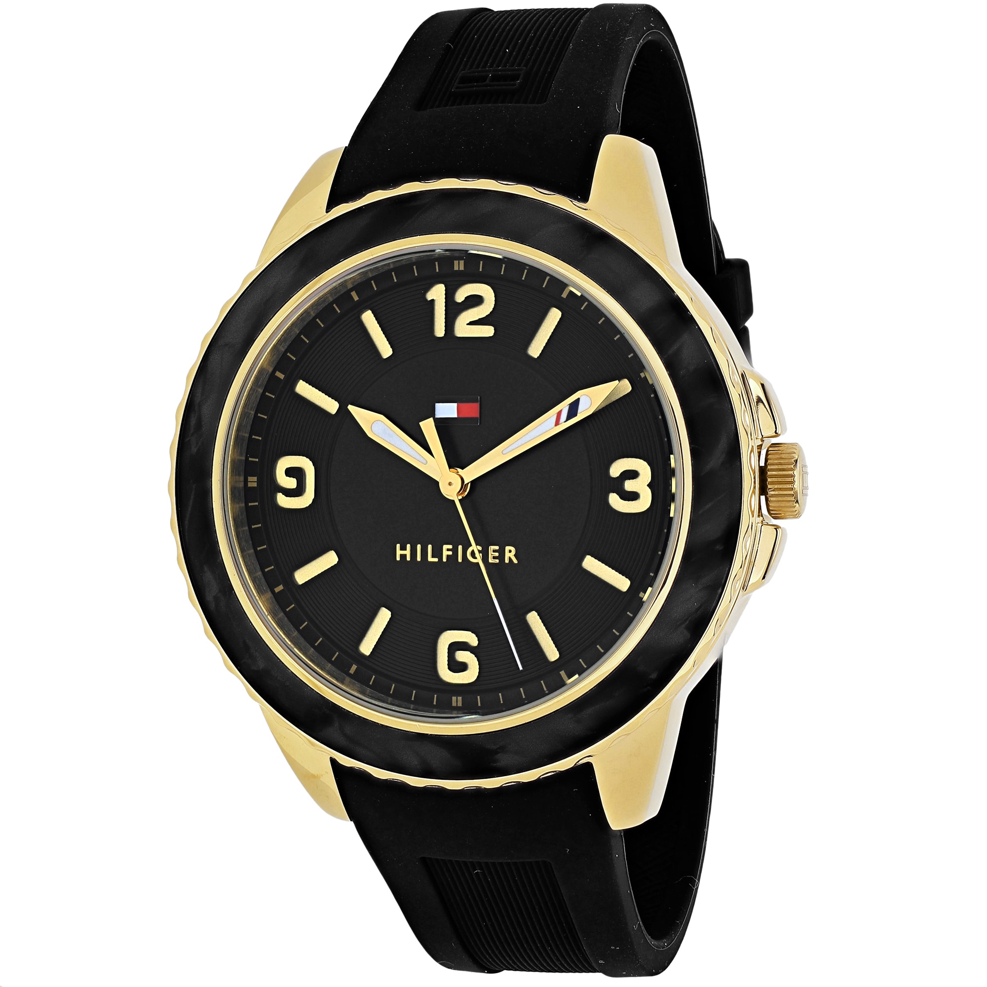 tommy hilfiger watch women's black silicone strap