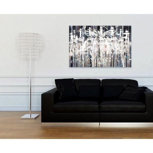 Oliver Gal 'Diamond Shower' Fashion and Glam Chandeliers Gallery Wrapped Canvas Art - Grey