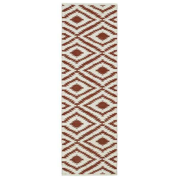 Shop Indoor/Outdoor Laguna Ivory and Brick Ikat FlatWeave Rug 2' x 6