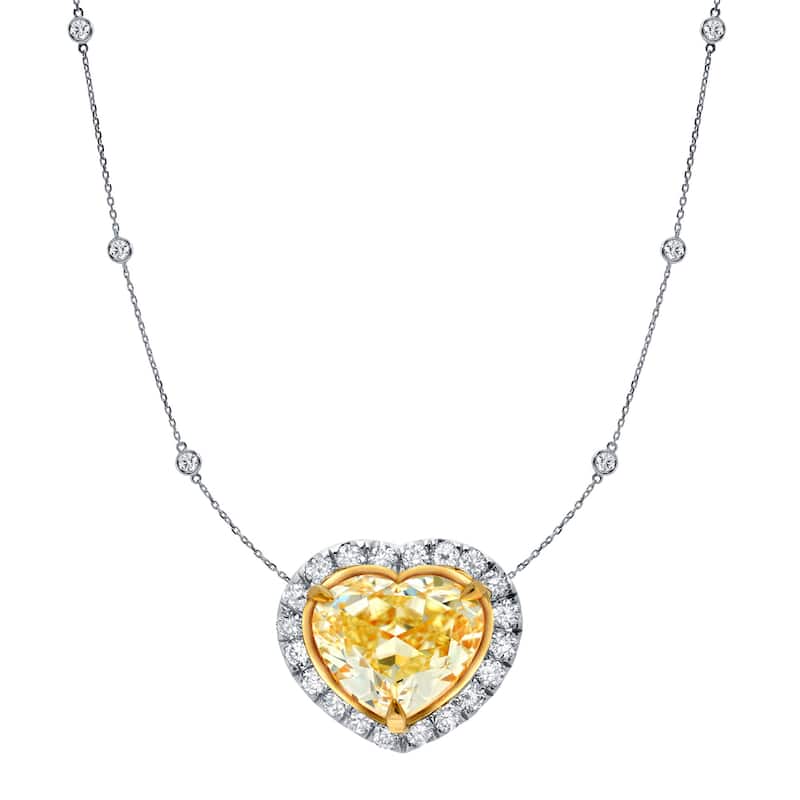 Auriya 14k Gold Fancy Heart Yellow Diamond Necklace 4ct TDW (H-I, SI1-SI2)