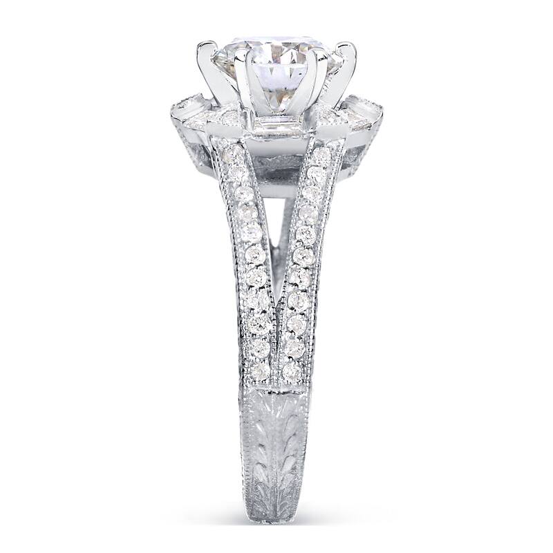 Annello by Kobelli 14k White Gold 1 1/2ct TDW Diamond Art Deco Open Shank Engagement Ring