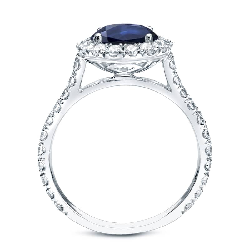 Auriya 14k Gold Round 3/4ct Round Sapphire and 3/4ctw Diamond Halo Engagement Ring (H-I, SI1-SI2)