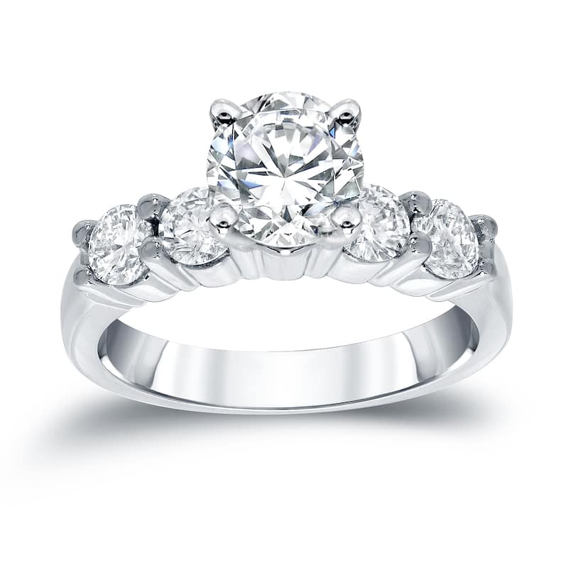 Auriya Classic 1 1/2ct TDW Round 5-Stone Diamond Engagement Ring 14k White Gold