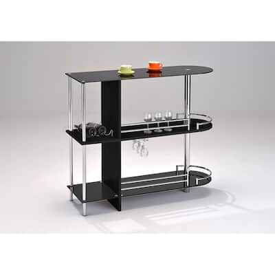 Bar Table with Two Tempered Glass Shelves