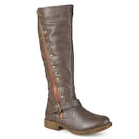 Journee Collection Women's 'Tilt' Regular and Wide Calf Studded Zipper Riding Boots