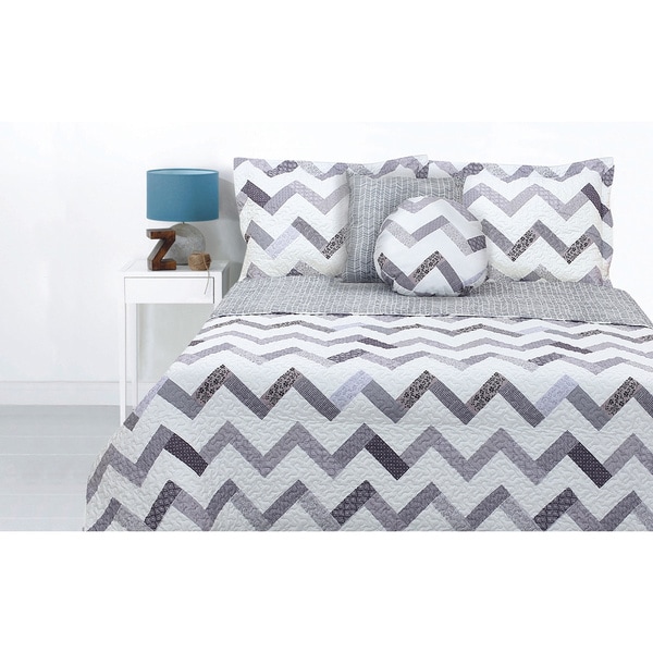 Lauren Taylor Xico 5-piece Quilt Set Grey