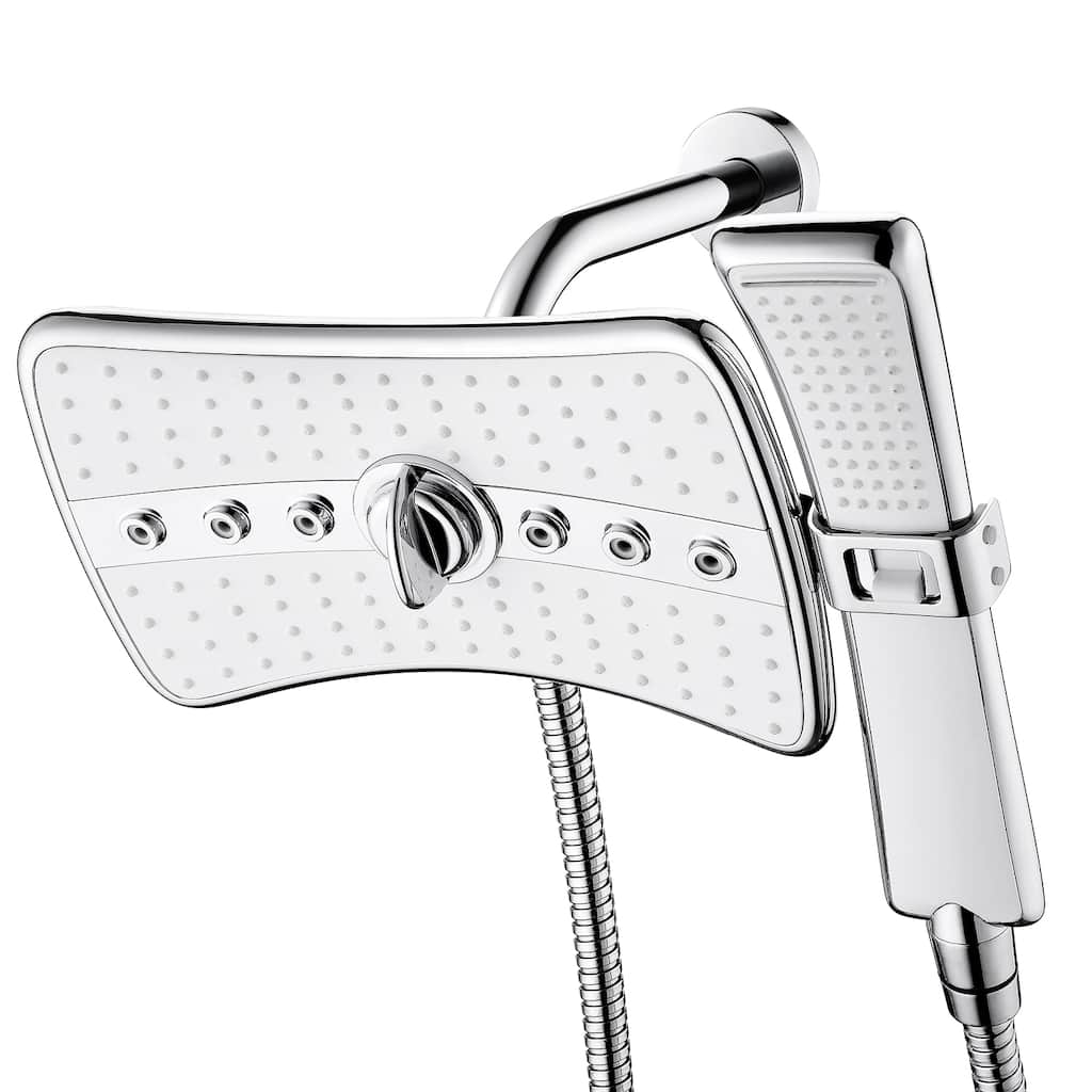 AKDY 185 Nozzles Rainfall Massage Jets Dual Function Overhead Shower Head Handheld Wand Combo Set