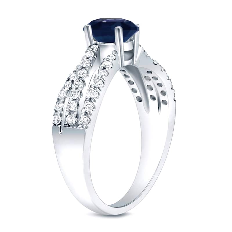 Auriya Modern 2/5ct Blue Sapphire and 1/3ct TDW Diamond Engagement Ring 14K Gold (H-I, SI1-SI2)