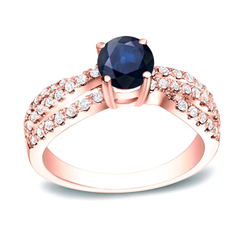 Auriya Modern 2/5ct Blue Sapphire and 1/3ct TDW Diamond Engagement Ring 14K Gold (H-I, SI1-SI2)