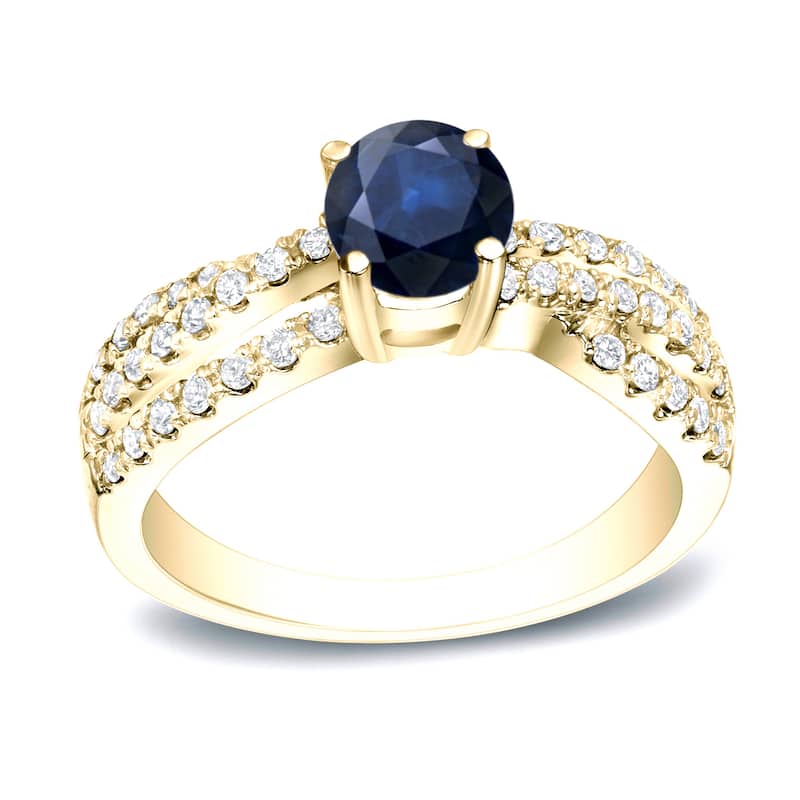 Auriya Modern 2/5ct Blue Sapphire and 1/3ct TDW Diamond Engagement Ring 14K Gold (H-I, SI1-SI2)