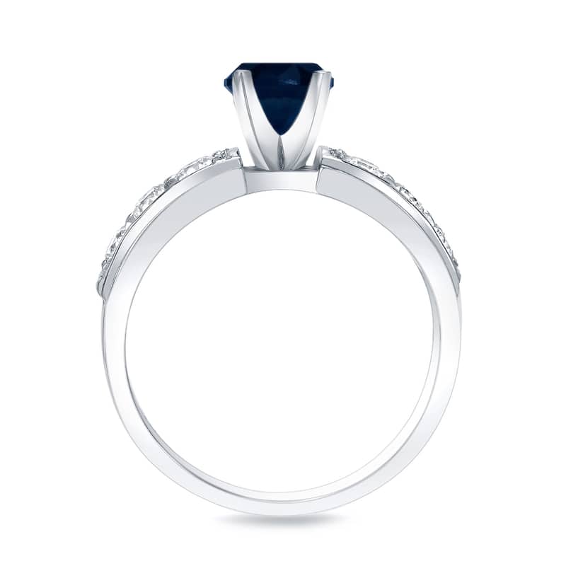 Auriya 14k Gold 1/2ct Round Sapphire and Diamond Engagement Ring 1/2ctw