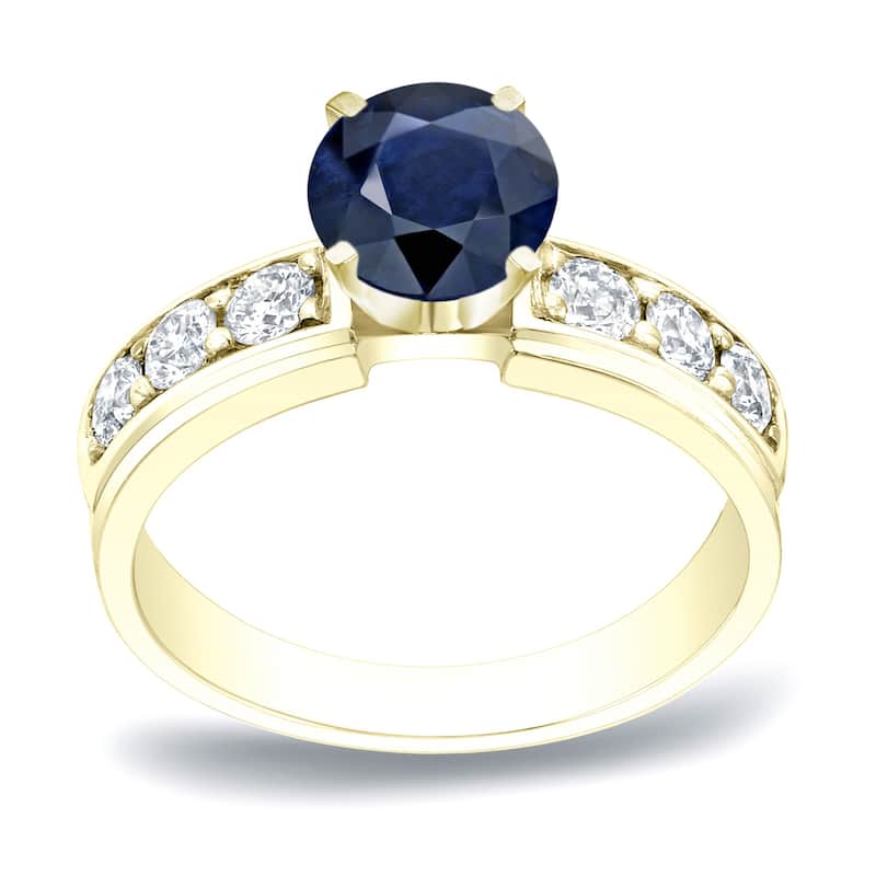 Auriya 14k Gold 1/2ct Round Sapphire and Diamond Engagement Ring 1/2ctw