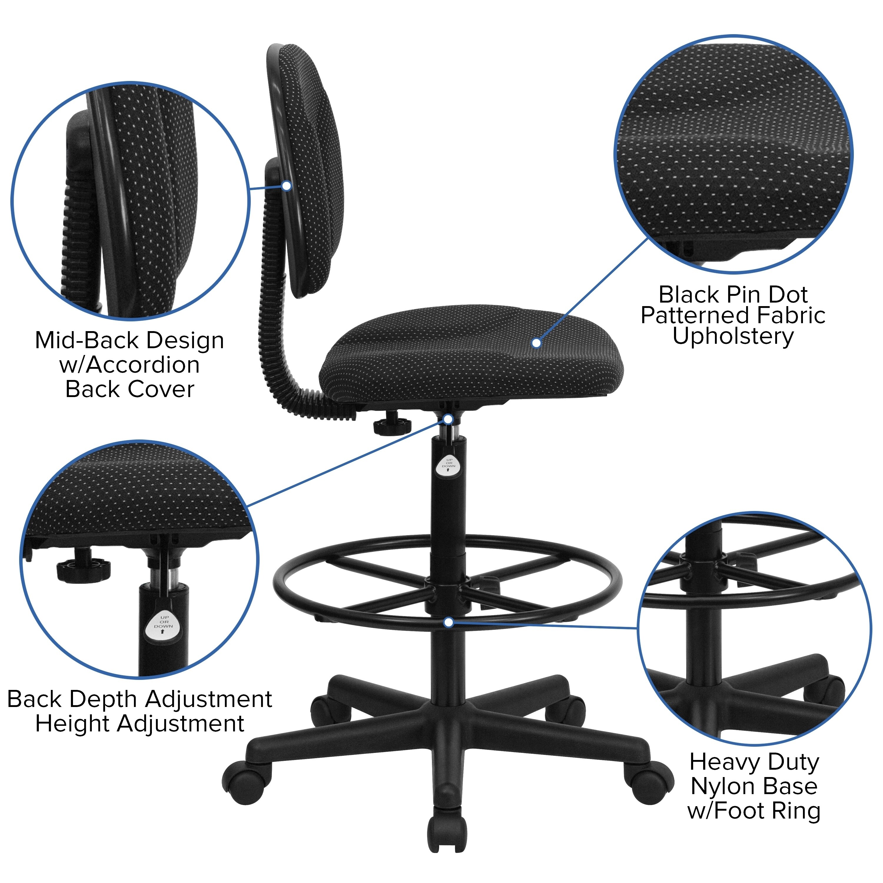 Adjustable Height Swivel Drafting Stool